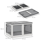 Boîte de rangement pliable et empilable 99L en plastique avec couvercle et 4 roulettes, accès à 5 côtés, blanc-2