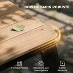 Table de pique-nique enfants avec parasol, 3 en 1 salon de jardin en bois pour enfants 3-6 ans avec 2 boîtes, naturel-6