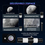 Télescope Astronomique 70 mm, Télescope Réfracteur 100X/50X/30X avec 3 Oculaires, Monture AZ 300 mm, 76x76x133cm, Blanc-4