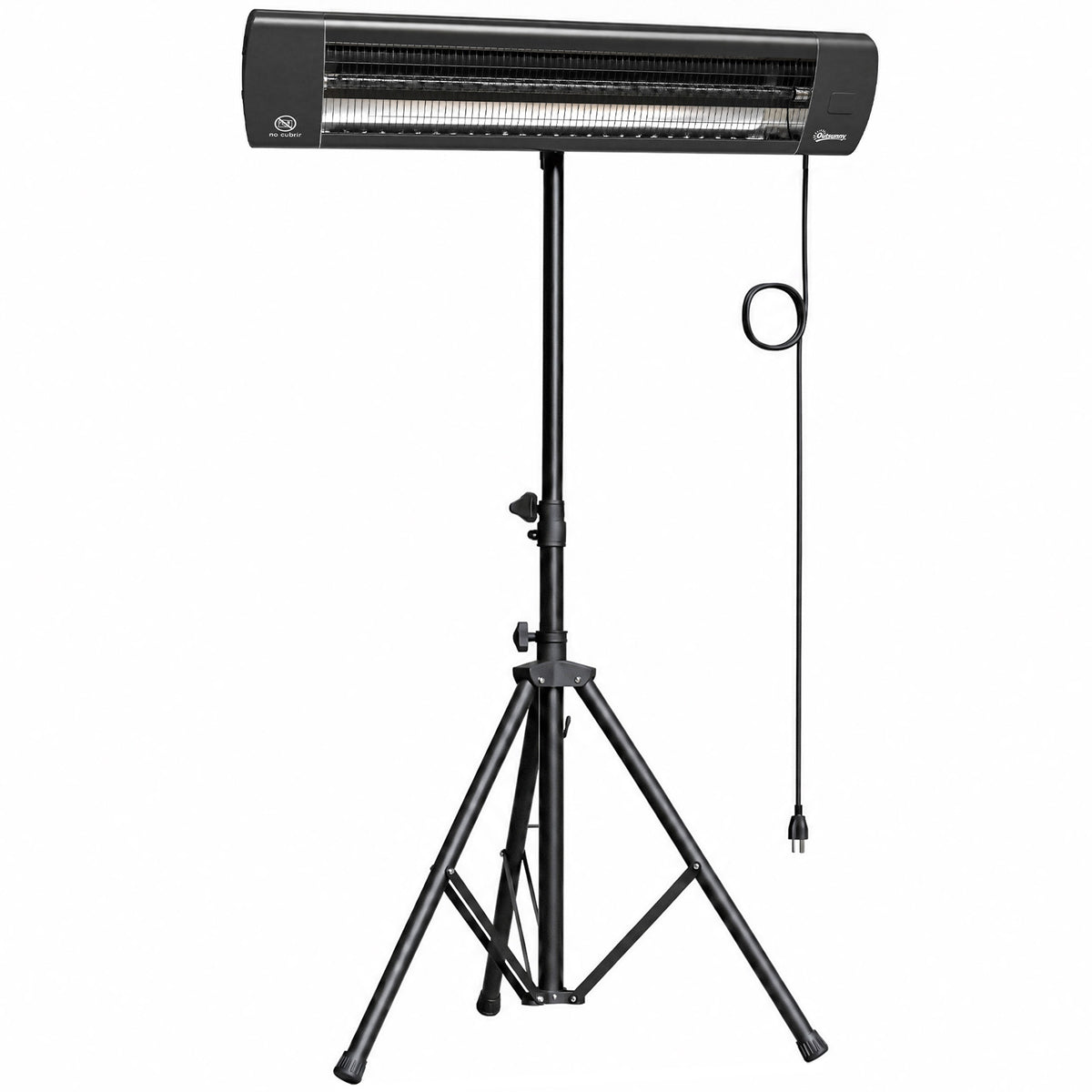 Radiateur Infrarouge sur Pied 2500 W IP65, Télécommande, Minuterie, 3 Niveaux, Hauteur Réglable, 87x81x180cm, Noir-0