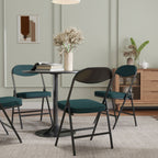 Lot de 4 chaises pliantes chaises de salle à manger portables avec assises et dossiers rembourrés en velours côtelé bleu-8