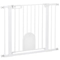 Barrière de sécurité animaux avec porte fermeture automatique système de double verrouillage, acier blanc-0