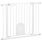 Barrière de sécurité animaux avec porte fermeture automatique système de double verrouillage, acier blanc-0