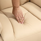 Fauteuil inclinable pivotant repose-pied réglable accoudoirs piètement acier chromé revêtement synthétique PU beige-6