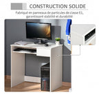 Bureau d'Ordinateur, 80 x 45 x 75 cm, Bureau avec Rangement, Plateau pour Clavier et Tiroir, Blanc-4