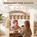 Marchande Enfants en Bois, Caisse Enregistreuse, Aliments Factices, Tableau à Craie et 61 Accessoires, pour 3 à 8 Ans-3