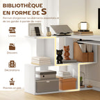 Bureau d'angle bureau en L avec étagères de rangement, plateau à clavier coulissant, 120x100x76cm, blanc-4
