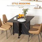 Table pliante cuisine table à manger pliable avec 2 abattants 2 roues avec freins 120 x 80 x 73 cm noir marbré imitation-5