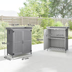 Armoire de jardin en bois abri de jardin avec 2 portes, toit à charnières et étagère, 74 x 43 x 88 cm, gris-2