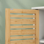 Meuble sous vasque de salle de bain 2 portes étagère réglable armoire de rangement pour lavabo 60x30x60 cm bambou blanc-7