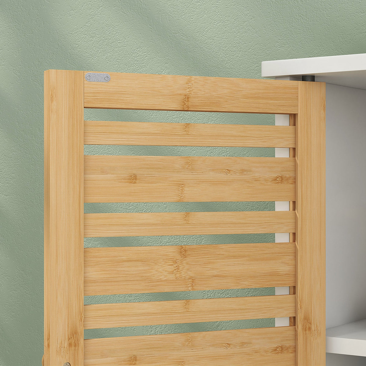 Meuble sous vasque de salle de bain 2 portes étagère réglable armoire de rangement pour lavabo 60x30x60 cm bambou blanc-7