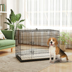 Cage caisse de transport pliante pour chien poignée, plateau amovible, coussin fourni 105 x 70 x 75 cm noir-9