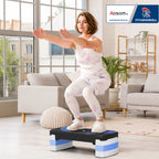 Stepper Fitness Aerobic - .fr x FFHandball - hauteur reglable surface antiderapante 80 x 31 x 20 cm noir bleu-1