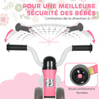 Draisienne bébé 1-3 ans jusqu'à 20 kg, vélo enfants sans pédale, 3 roues silencieuses, 69 x 40 x 49 cm, rose-4