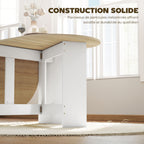 Table à manger pliante, table pliante cuisine ovale jusqu'à 6 personnes, pour petits espaces, salle à manger, bois naturel-5