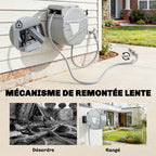 Enrouleur Tuyau Arrosage Mural 20+1,6m x Ø 15mm, Dévidoir de Tuyaux d'Eau Rétractable Automatique Pivotant à 180°, Gris-4