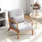Fauteuil lounge - 3 coussins inclus - assise profonde - accoudoirs - structure bois hévéa - velours givré gris-2