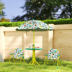 Ensemble Salon de Jardin Extérieur Enfant avec 2 Chaises Pliantes et Parasol, Thème Jungle, pour Jardin, Terrasse, Vert-9