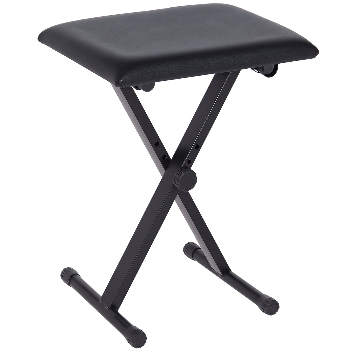 Tabouret piano pliable, banc haut. réglable 37 47 cm, siège rembourré PU pieds métal antidérapants, 100 kg, noir-0