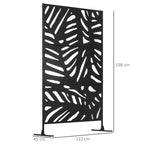Panneau brise vue décoratif extérieur noir à motif végétal en métal - 122 x 45 x 198 cm-2
