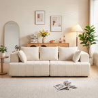 Canapé 3 places en chenille 248 cm, canapé salon moderne, large assise rembourrée, coussins à ressorts, beige-9