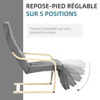 Fauteuil Luxe Confort et Relaxation avec Repose-Pied réglable déhoussable 94 x 66,5 x 100 cm cm Bois Massif Gris-3