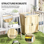 Armoire de jardin en bois abri de jardin avec 2 portes, toit à charnières et étagère, 74 x 43 x 88 cm, bois naturel-6