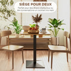 Table à Manger Carrée pour 2 Personnes 70x70x75cm Table de Cuisine Plateau Effet Bois Piétement en Acier Marron Foncé-3