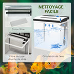 Aquarium en verre avec filtre couvercle et lumière LED pour poissons capacité 28L 38 x 26 x 39,5 cm blanc-5