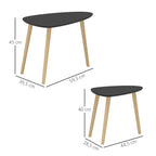 Lot de 2 tables basses gigognes design scandinave pieds en bois et plateau en bois, noir-2