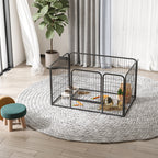 Luxe parc enclos modulable acier 4 panneaux et 1 porte pour chiens, lapins, rongeurs, petits animaux, intérieur et extérieur 125L x 70H cm noir-8