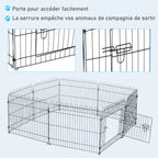 Parc enclos chiots animaux domestiques chiens lapins rongeurs petits int./ext. diamètre 180 panneaux 71x61cm noir-5