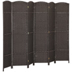 Paravent interieur en bois 6 panneaux 240 x 170 cm séparateur de pièce pliable pour salon, chambre à coucher, naturel-0