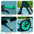 Trottinette patinette scooter enfant grandes roues de 6 à 12 ans hauteur réglable frein arrière béquille vert-5