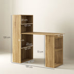 Bureau Informatique avec étagère de rangement Bureau d'angle bibliothèque adjacente Multi-rangements Chêne-2