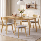 Lot de 2 Chaises de Salle à Manger, Chaises Cuisine, Assise Rembourrées en Lin, Dossier Incurvé, Gris et Bois Naturel-7