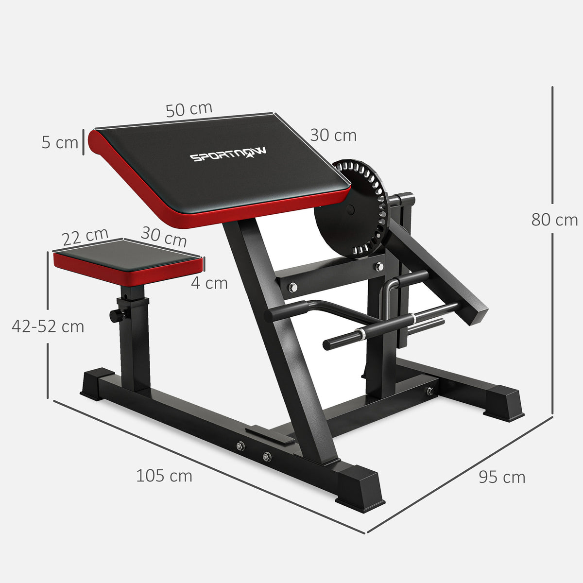 Banc de musculation pour biceps, machine à biceps/triceps 2-en-1 hauteur de l'assise réglable 5 niveaux 105x95x80cm noir-2