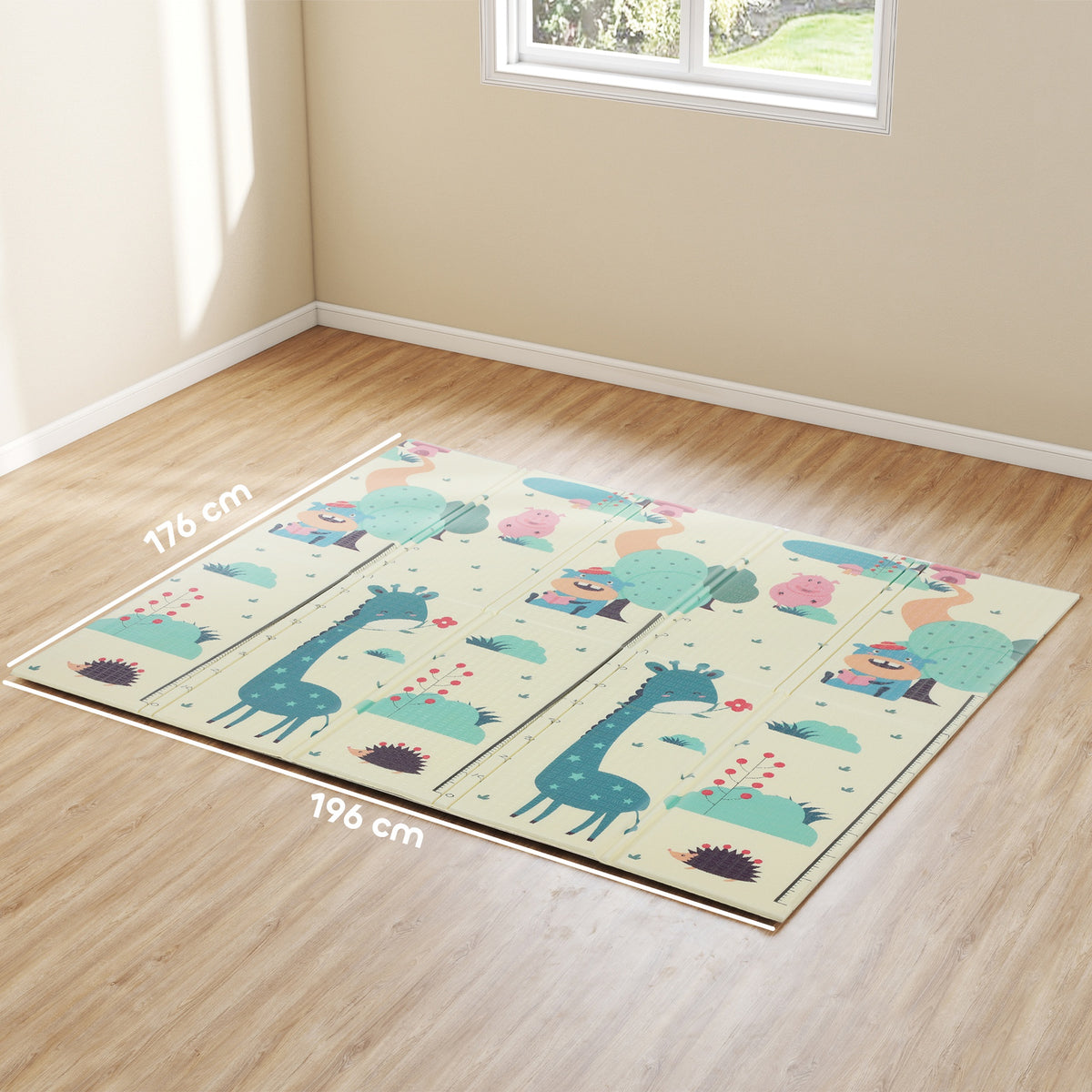 Tapis de jeu pour enfant bebe, tapis d'éveil bébé pliable épais réversible en mousse, 196 x 176 x 1,5 cm, multicolore-2