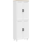 Armoire de cuisine hauteur 170 cm buffet haut avec 4 portes et étagères ajustable, design moderne, blanc-0