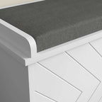 Banc à chaussures avec tiroir rabattable, coussin d'assise et étagère réglable, 100 x 26 x 48 cm, blanc-7