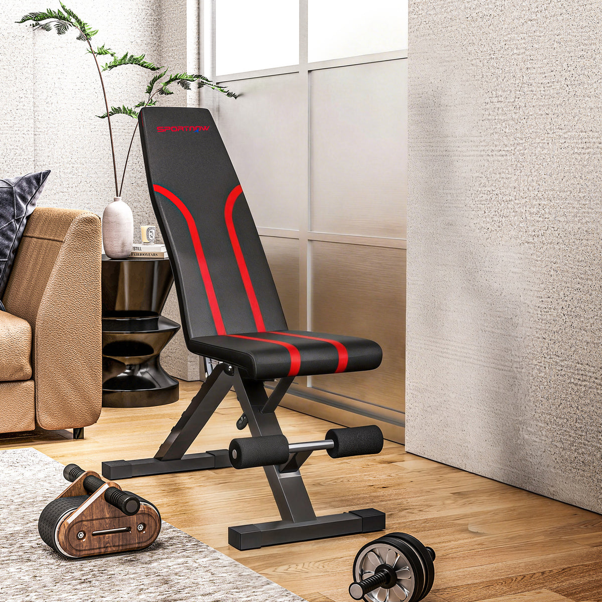 Banc de musculation pliable inclinable, banc réglable pour l'entraînement complet 82 x 35 x 42,5-107 cm acier noir-1