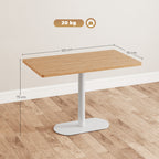 Table à manger rectangulaire pour 6 personnes, 120 x 70 x 75 cm, table de cuisine piétement et plateau épais chêne blanc-2