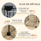 Enclos parc modulable pour petits animaux lapins rongeurs chiots 18 panneaux en fil d'acier 2 portes 175 x 70 x 45 noir-5