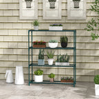 Étagère à fleurs supports porte plante 4 niveaux, intérieur et extérieur en acier, dim. 89L x 28l x 107H cm, vert-9