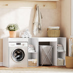 Meuble machine à laver, armoire machine a laver et sèche-linge avec 2 compartiments ouverts, 96 x 60 x 90,5 cm, blanc-8