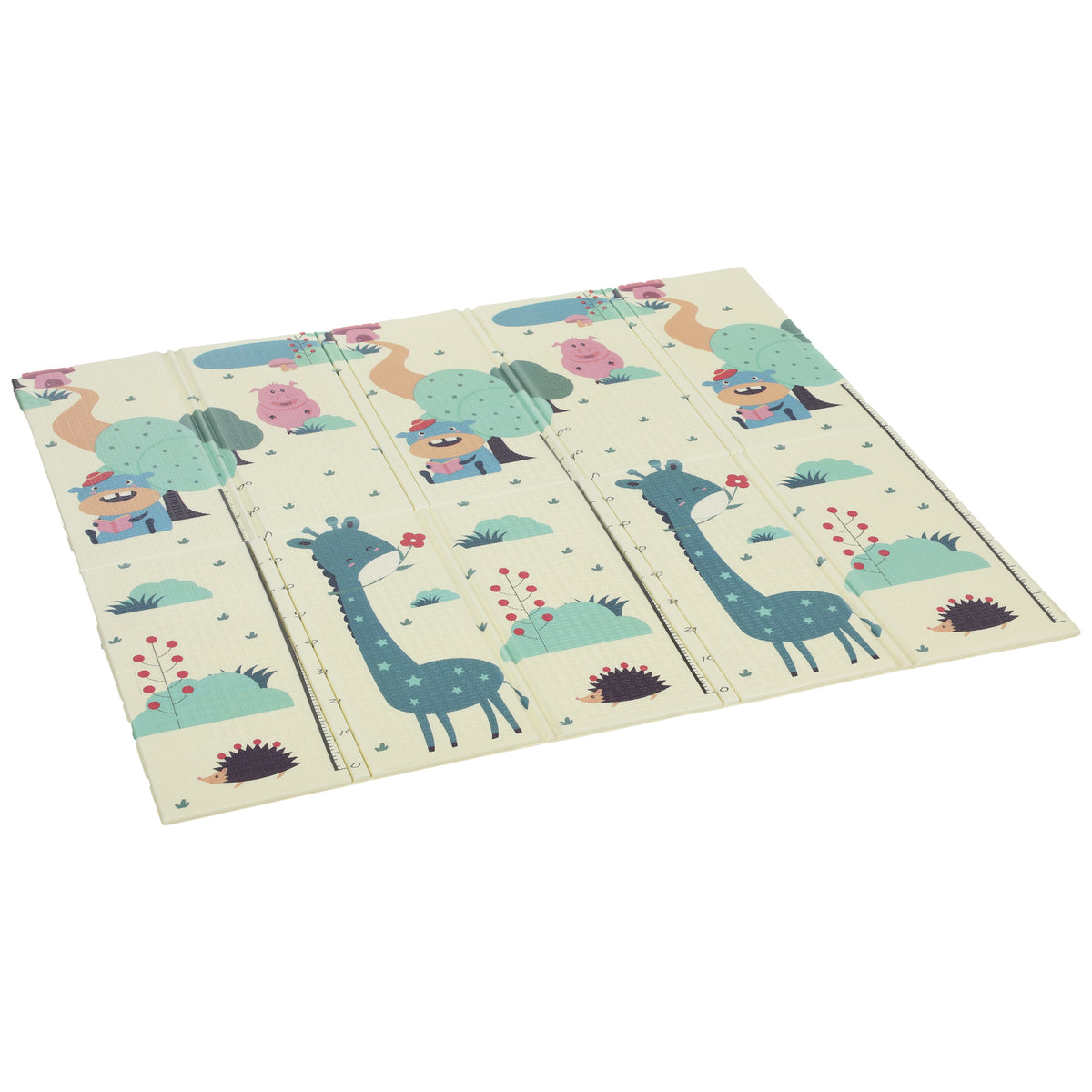 Tapis de jeu pour enfant bebe, tapis d'éveil bébé pliable épais réversible en mousse, 196 x 176 x 1,5 cm, multicolore-0