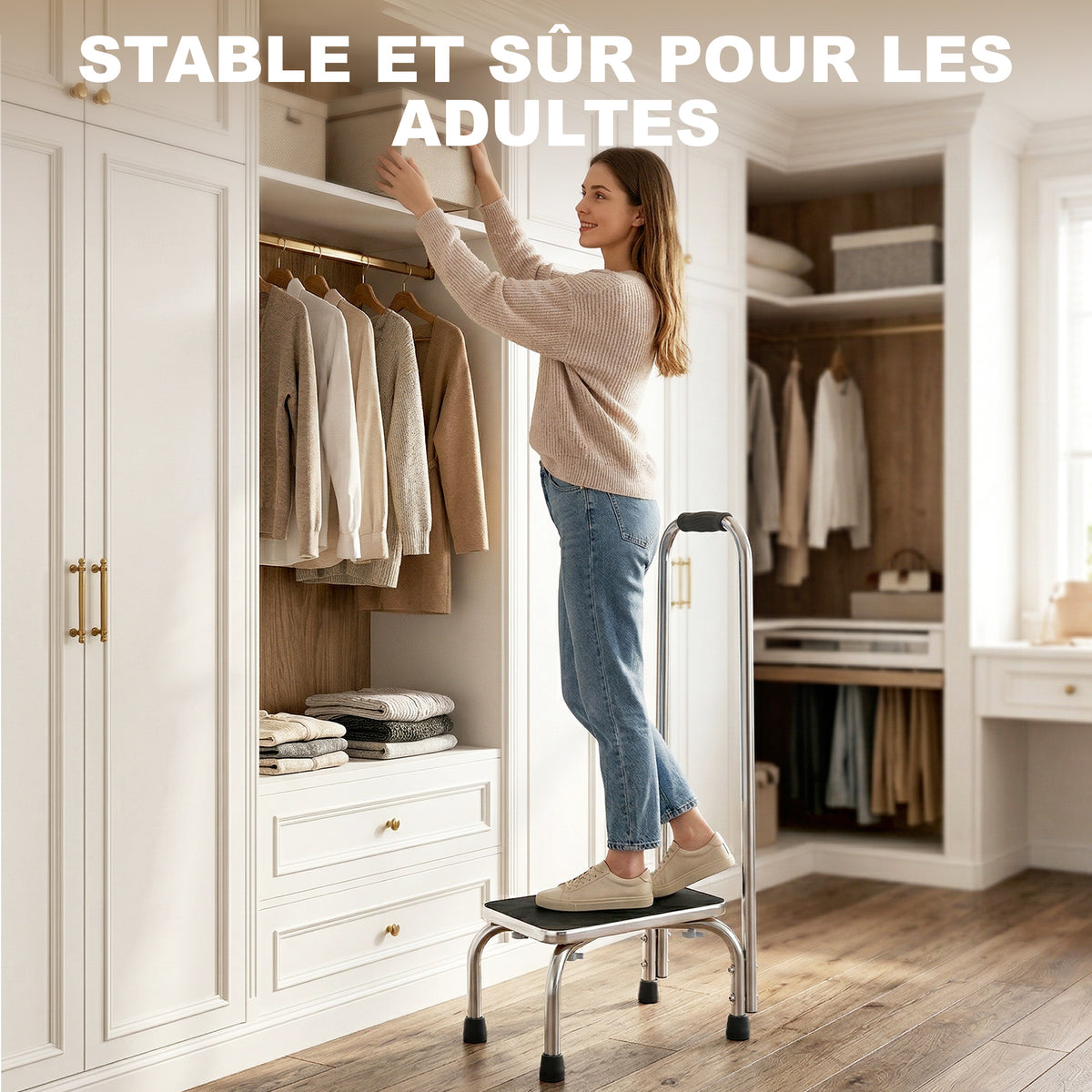 Marche Barre d'appui - marchepied de sécurité - Plateforme & Patins antidérapants - Acier galvanisé, gris et noir-4