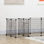 Enclos parc modulable pour petits animaux lapins rongeurs chiots 18 panneaux en fil d'acier 2 portes 175 x 70 x 45 noir-7