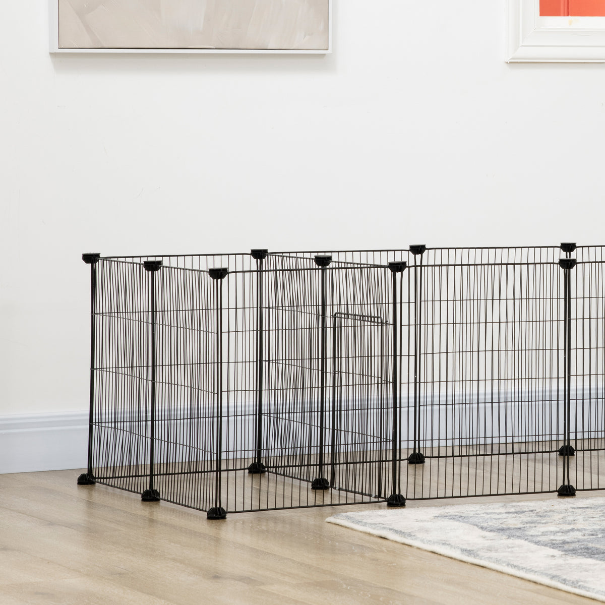 Enclos parc modulable pour petits animaux lapins rongeurs chiots 18 panneaux en fil d'acier 2 portes 175 x 70 x 45 noir-7