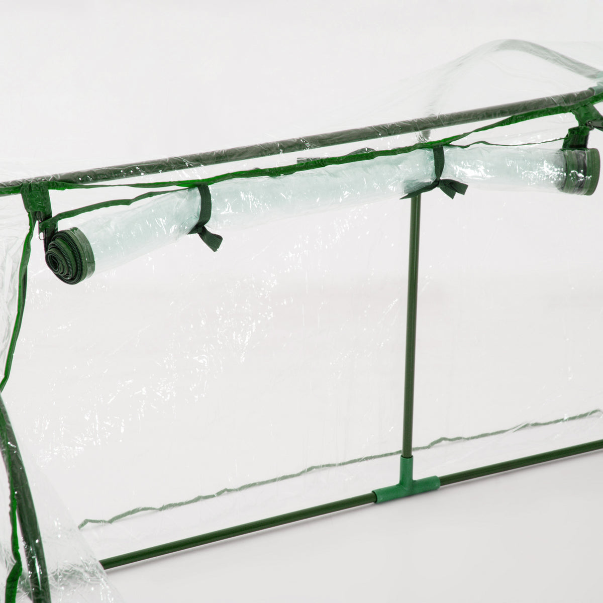 Serre de Jardin Tunnel mini serre tunnel serre à tomates 2L x 1l x 0,8H m Grande Porte zippée bâche Plastique Transparent métal époxy Vert-8